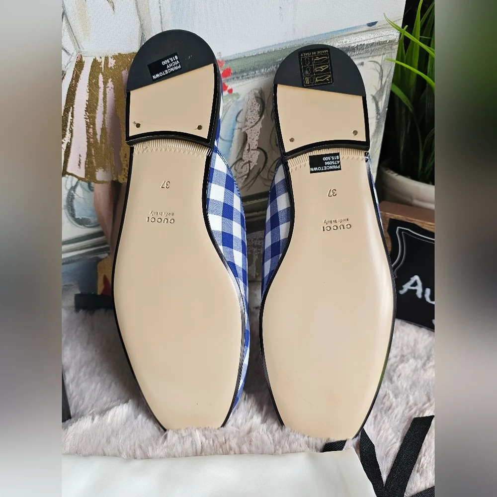 COPY - Gucci Malaga Kid Princetown Vichy Gingham Slip on/Loafer/Mule, size 37 - Picture 11 of 12
